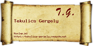 Tekulics Gergely névjegykártya